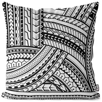 Чехол на подушку с узором маори VOID, чехол для подушки из полиэстера, водонепроницаемый, для улицы и дома, размер подушки: 60 x 60 см