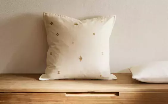 Чехол на подушку с вышивкой Zara Home, светло-бежевый