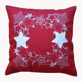 Чехол на подушку с вышивкой звезда 40 х 40, чехол на подушку - красный texpot