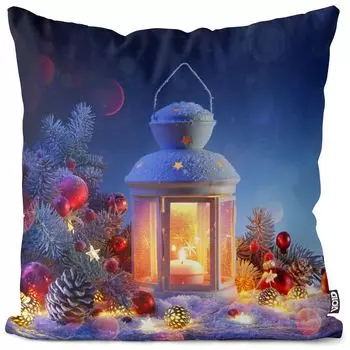 Чехол на подушку с зимним фонарем VOID, полиэстер, водонепроницаемая подушка для улицы и дома. Размер: 80 x 80 см.
