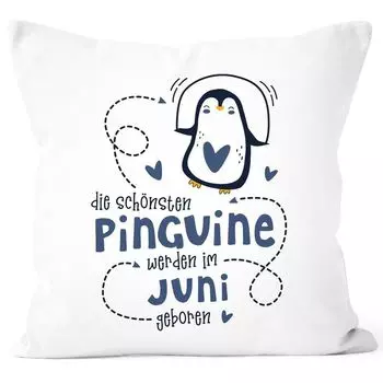 Чехол на подушку Самые красивые пингвины рождаются в июне. Подарок на день рождения, декоративная подушка SpecialMe, темно-синий, униразмер.