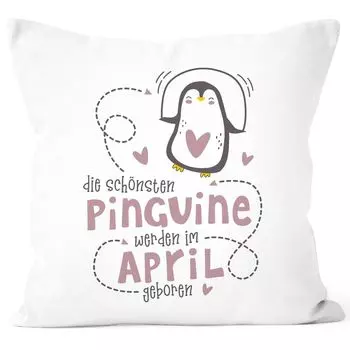 Чехол на подушку Самые красивые пингвины рождаются в апреле Подарок на день рождения декоративная подушка SpecialMe розового цвета, униразмер
