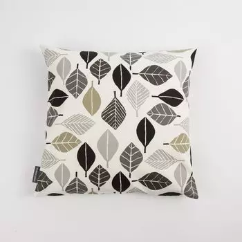 Чехол на подушку Schner Leben листья белый серый хаки 50х50см Schner-Leben