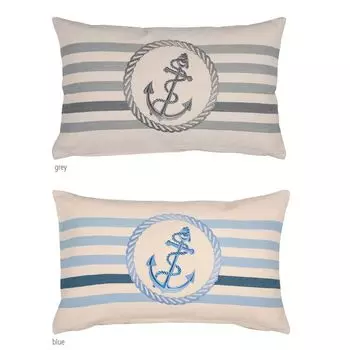 Чехол на подушку Sea 30 x 50 см морской якорь и полоски на хлопковой молнии, ЦВЕТ: синий pad