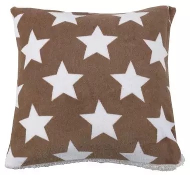 Чехол на подушку - серо-коричневый - бархатный - 50 х 50 см - с белыми звездами HR Import GmbH