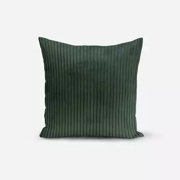 Чехол на подушку широкий шнурок в рубчик зеленый разных размеров от SCHNER LEBEN. Размер 60х60см (ВхШ) Размер 60х60см (ВхШ) Schner-Leben
