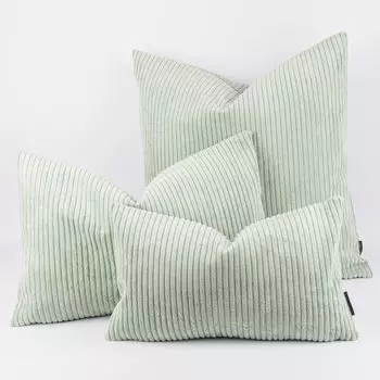 Чехол на подушку широкий шнурок в рубчик мятно-зеленый разных размеров от SCHNER LEBEN. Размер 30х50см (ВхШ) Размер 30х50см (ВхШ) Schner-Leben