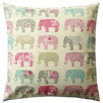 Чехол на подушку Слоны пастельно-розовый бирюзово-серый 50х50 Schner-Leben