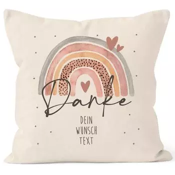 Чехол на подушку «Спасибо, Радуга», персонализируемый желаемый текст, подарок «Спасибо», персонализированные подарки SpecialMe Персонализированный розовый натуральный 40 см x 40 см