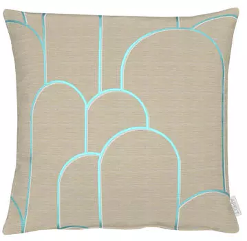 Чехол на подушку стиль лофт 49/49 см Ambiente, бирюзовый/серо-коричневый