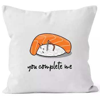 Чехол на подушку «Суши Ты дополняешь меня, подарок парню, девушке, любовь, хлопок MoonWorks, белый, унисейз»