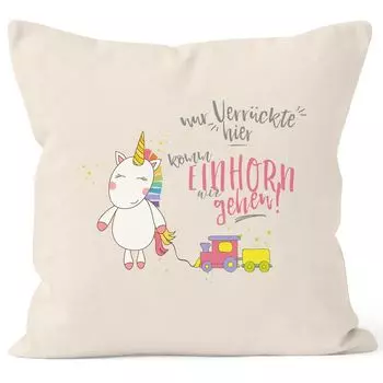 Чехол на подушку Только сумасшедшие сюда приходят единорог мы идем 40х40 хлопок MoonWorks натуральный унисейз