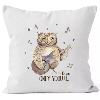 Чехол на подушку Только ты поющая сова Сова Любовь Любовь Акварель Я люблю тебя Я люблю тебя Чехол на подушку декоративная подушка 40х40 хлопок MoonWorks белый 40см x 40см