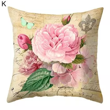 Чехол на подушку устойчивый к морщинам съемный чехол на подушку из полиэстера с цветочным принтом для дивана-K Stuttg