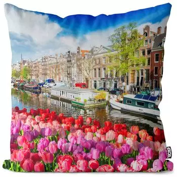 Чехол на подушку VOID Amstel Canal, полиэстер, водонепроницаемая подушка для улицы и дома. Размер: 80 x 80 см.