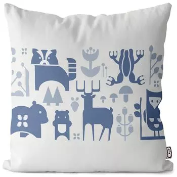 Чехол на подушку VOID Animals с рисунком сине-белого цвета, полиэстер, водонепроницаемая подушка для улицы и дома. Размер: 80 x 80 см.