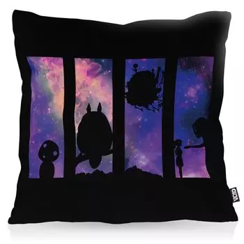 Чехол на подушку VOID Anime Galaxy Полиэстер Водонепроницаемый Открытый аниме Замок Мононоке Тихиро Пленка Размер подушки: 60 x 60 см