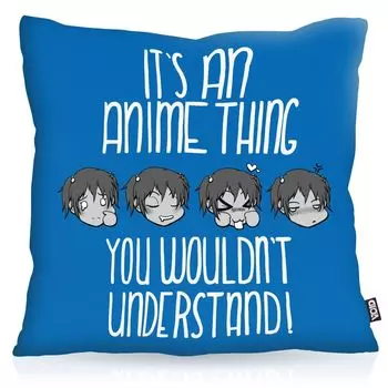 Чехол на подушку VOID Anime Thing Girl, полиэстер, водонепроницаемый, для улицы, для дома, вентилятор, манга, Япония, отаку Nerd, цвет: синий, размер подушки: 60 x 60 см