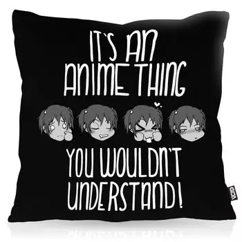 Чехол на подушку VOID Anime Thing Girl, полиэстер, водонепроницаемый, для улицы, для дома, вентилятор, манга, Япония, отаку Nerd, цвет: черный, размер подушки: 80 x 80 см