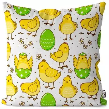 Чехол на подушку VOID Chick с пасхальными яйцами, полиэстер, водонепроницаемая подушка для улицы и дома. Размер: 60 x 60 см.