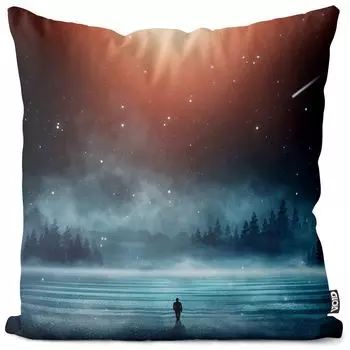 Чехол на подушку VOID Dark Winter Forest, водонепроницаемая подушка из полиэстера для улицы и дома. Размер: 60 x 60 см.