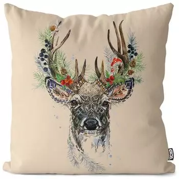 Чехол на подушку VOID Deer Forest, полиэстер, водонепроницаемая подушка для улицы и дома. Размер: 80 x 80 см.