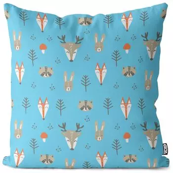 Чехол на подушку VOID Deer Rabbit Fox, полиэстер, водонепроницаемая подушка для улицы и дома. Размер: 80 x 80 см.
