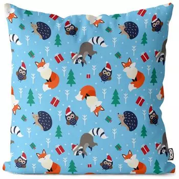 Чехол на подушку VOID Енот Ежик Лиса Полиэстер Водонепроницаемая подушка для улицы и дома Размер: 60 x 60 см