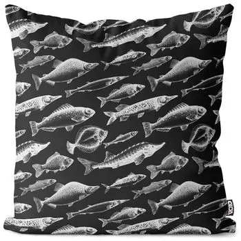 Чехол на подушку VOID Fish of the Sea, полиэстер, водонепроницаемая подушка для улицы и дома. Размер: 80 x 80 см.