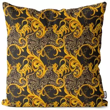 Чехол на подушку VOID Golden Baroque, чехол для подушки из полиэстера, водонепроницаемый, для улицы и дома, размер подушки: 80 x 80 см