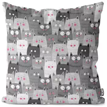 Чехол на подушку VOID Grey Cat Gang, полиэстер, водонепроницаемая подушка для улицы и дома. Размер: 60 x 60 см.