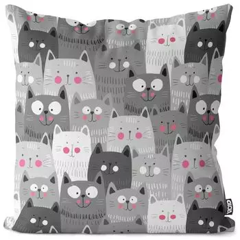 Чехол на подушку VOID Grey Cat Gang, полиэстер, водонепроницаемая подушка для улицы и дома. Размер: 40 x 40 см.