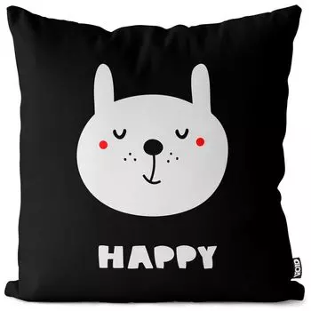 Чехол на подушку VOID Happy Cartoon Cat Bear, полиэстер, водонепроницаемая подушка для улицы и дома. Размер: 80 x 80 см.