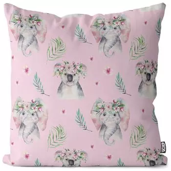 Чехол на подушку VOID Hawaii Koala Elephant, полиэстер, водонепроницаемая подушка для улицы и дома. Размер: 80 x 80 см.