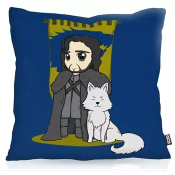 Чехол на подушку VOID Jon Snow, чехол для подушки из полиэстера, водонепроницаемый, для улицы, в стиле чиби, снежный лорд, командир ночного дозора, размер подушки: 80 x 80 см, цвет подушки: синий