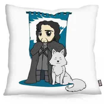 Чехол на подушку VOID Jon Snow, чехол для подушки из полиэстера, водонепроницаемый, для улицы, в стиле чиби, снежный лорд, командир ночного дозора, размер подушки: 50 x 50 см, цвет подушки: белый