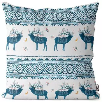 Чехол на подушку VOID Moose Зима Скандинавия Луна Полиэстер Водонепроницаемая подушка для улицы и дома Размер: 60 x 60 см