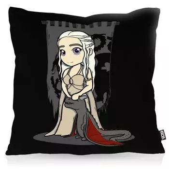 Чехол на подушку VOID Mother of Dragons, полиэстер, водонепроницаемый, для улицы, в стиле чиби Дейенерис Таргариен, размер подушки: 80 x 80 см, цвет подушки: черный