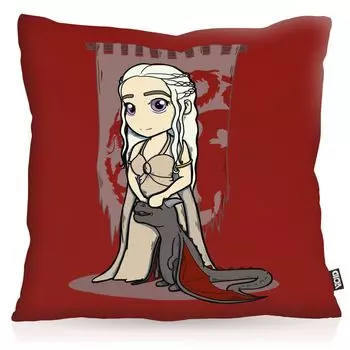 Чехол на подушку VOID Mother of Dragons, полиэстер, водонепроницаемый, для улицы, в стиле чиби Дейенерис Таргариен, размер подушки: 80 x 80 см, цвет подушки: красный