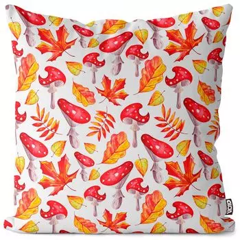 Чехол на подушку VOID Mushrooms Осенний лес Полиэстер Водонепроницаемая подушка для улицы и дома Размер: 80 x 80 см