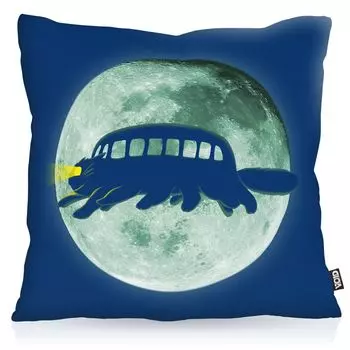 Чехол на подушку VOID Nekobus, чехол на подушку, полиэстер, водонепроницаемый для улицы, стоп neko сосед tonari no, размер подушки: 80 x 80 см, цвет подушки: синий