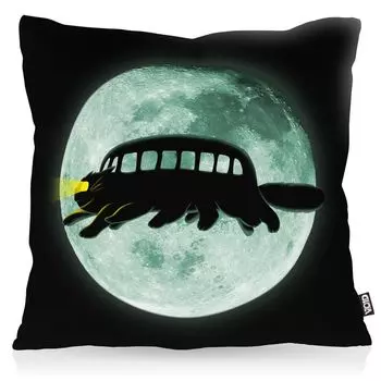 Чехол на подушку VOID Nekobus, чехол на подушку, полиэстер, водонепроницаемый для улицы, стоп neko сосед tonari no, размер подушки: 80 x 80 см, цвет подушки: черный