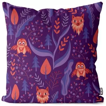 Чехол на подушку VOID Owl Fox Forest Dweller, полиэстер, водонепроницаемая подушка для улицы и дома. Размер: 60 x 60 см.