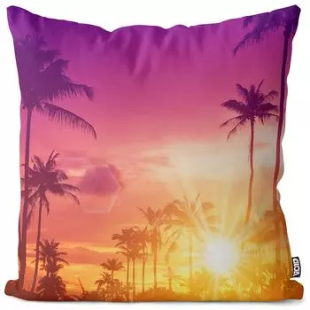 Чехол на подушку VOID Palm Trees Sunset, полиэстер, водонепроницаемая подушка для улицы и дома. Размер: 80 x 80 см.