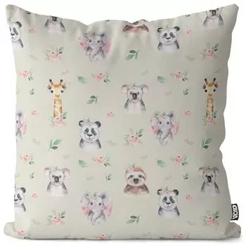 Чехол на подушку VOID Panda Giraffe Flowers Полиэстер Водонепроницаемая подушка для улицы и дома Размер: 60 x 60 см