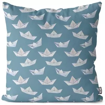Чехол на подушку VOID Paper Ships Полиэстер Водонепроницаемая подушка для улицы и дома Размер: 80 x 80 см, мультиколор