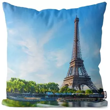Чехол на подушку VOID Paris с Эйфелевой башней, полиэстер, водонепроницаемая подушка для улицы и дома. Размер: 80 x 80 см.