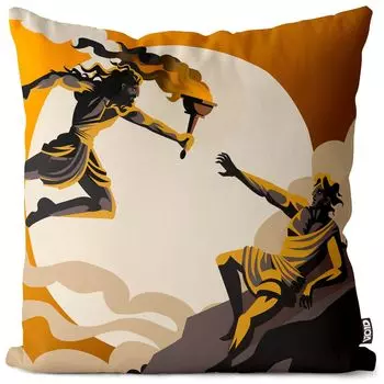 Чехол на подушку VOID Prometheus Fire Saying, полиэстер, водонепроницаемая подушка для улицы и дома. Размер: 80 x 80 см.