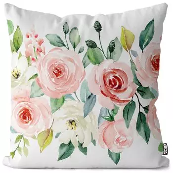 Чехол на подушку VOID Roses Border, полиэстер, водонепроницаемая подушка для улицы и дома. Размер: 60 x 60 см.