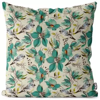 Чехол на подушку VOID с цветочным принтом и птицами, полиэстер, водонепроницаемая подушка для улицы и дома. Размер: 60 x 60 см.